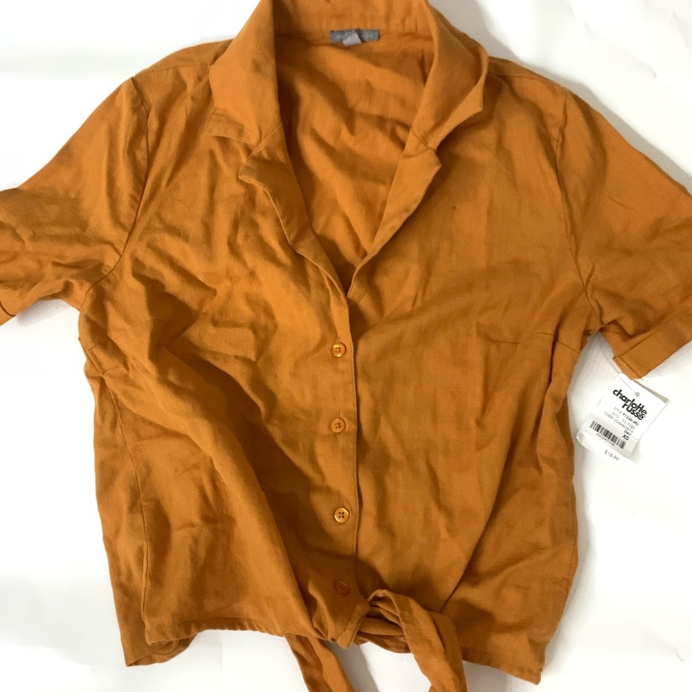 NEW Tie Front Button-Up Shirt from Charlotte Russe